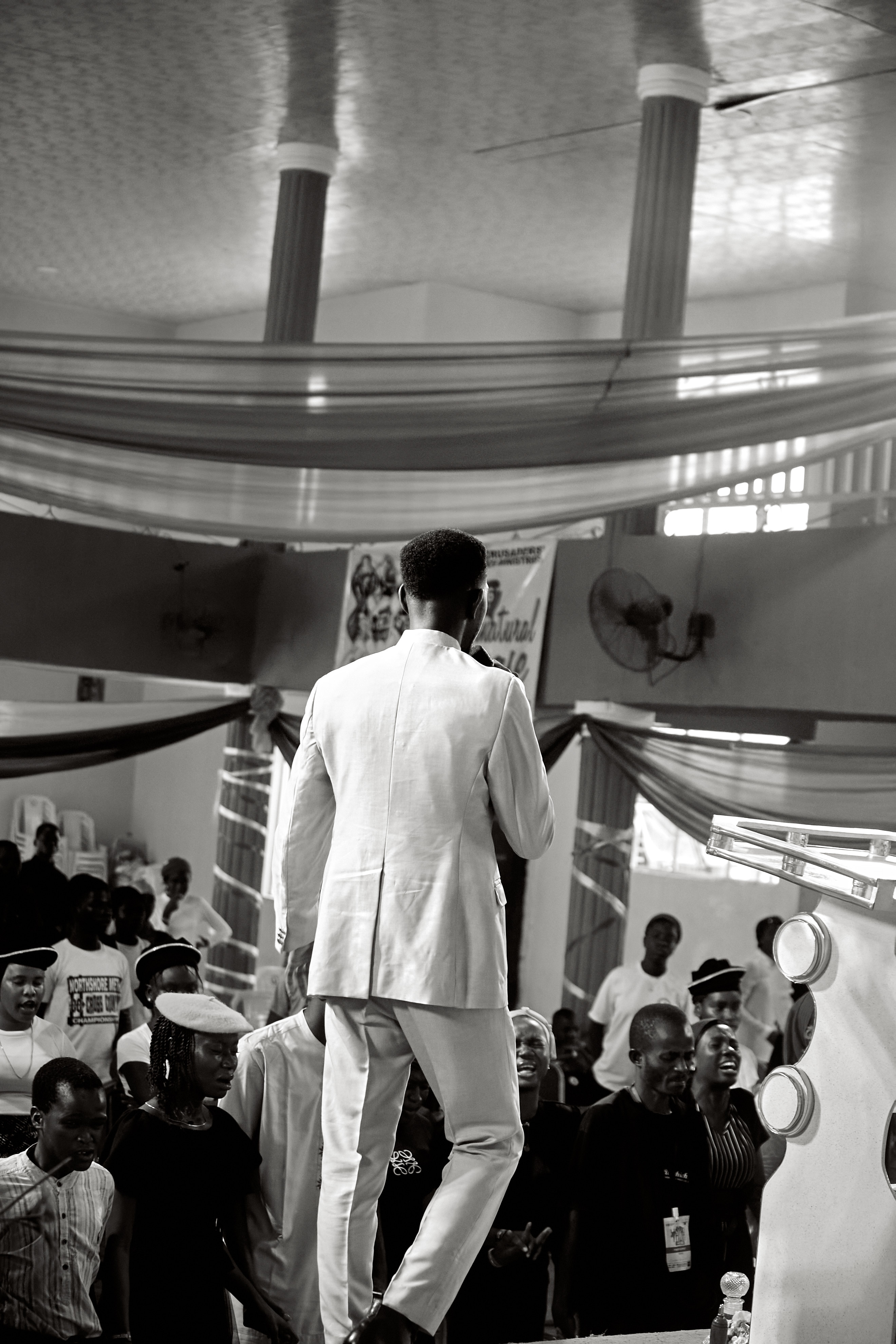 Author on stage during a ministry or leadership session